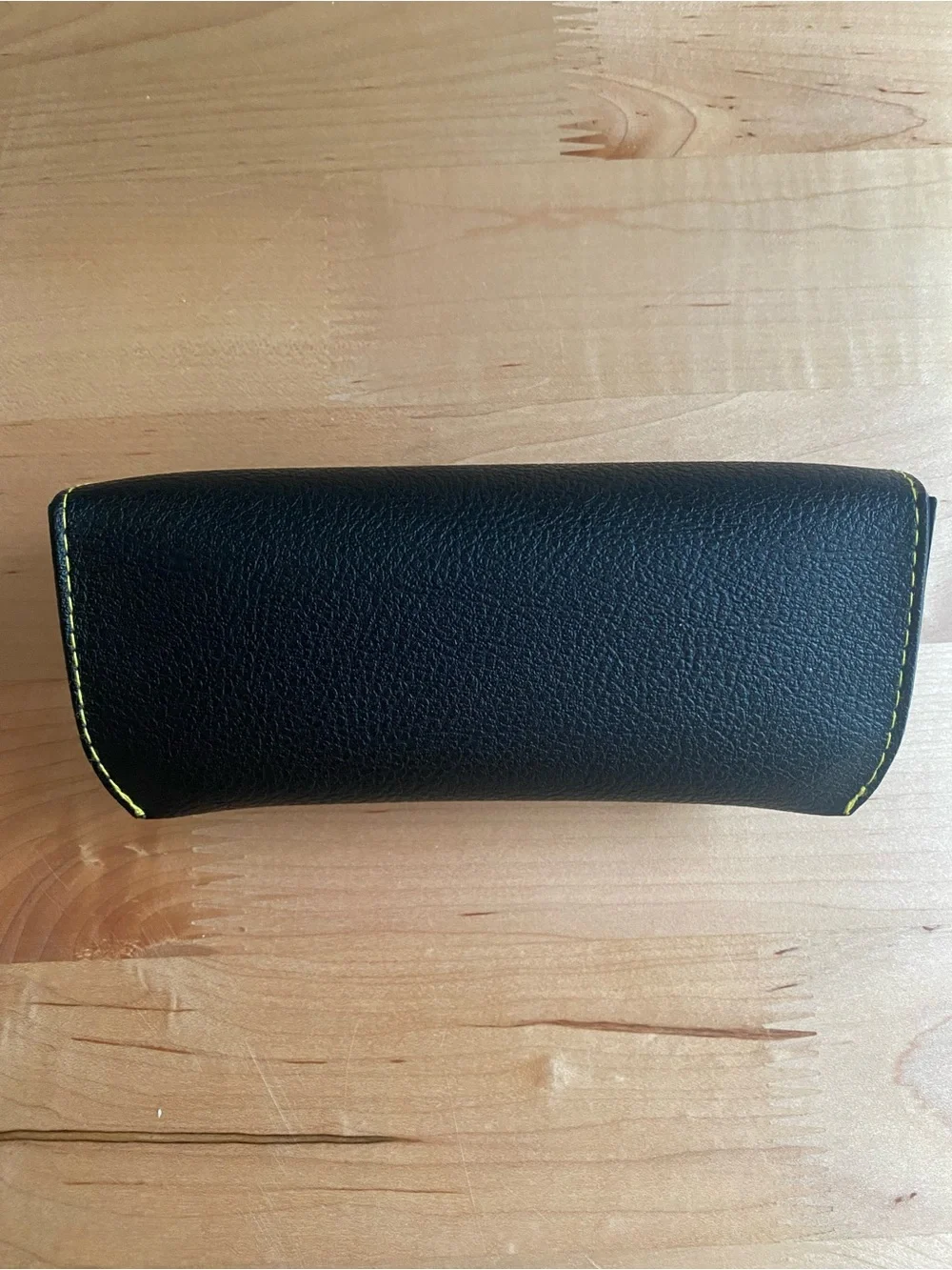 Moscot Originals Glasses Case Black Faux Leather Yellow Stitching Felt NYC 1915